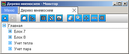 Выбор мнемосхемы из дерева